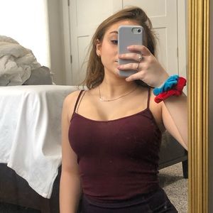 Maroon Ribbed Crop Top